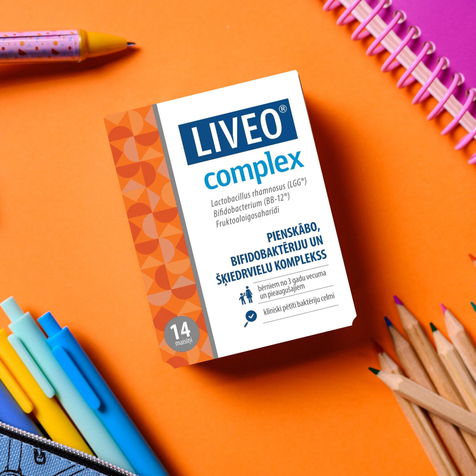 LIVEO complex uz oranža fona