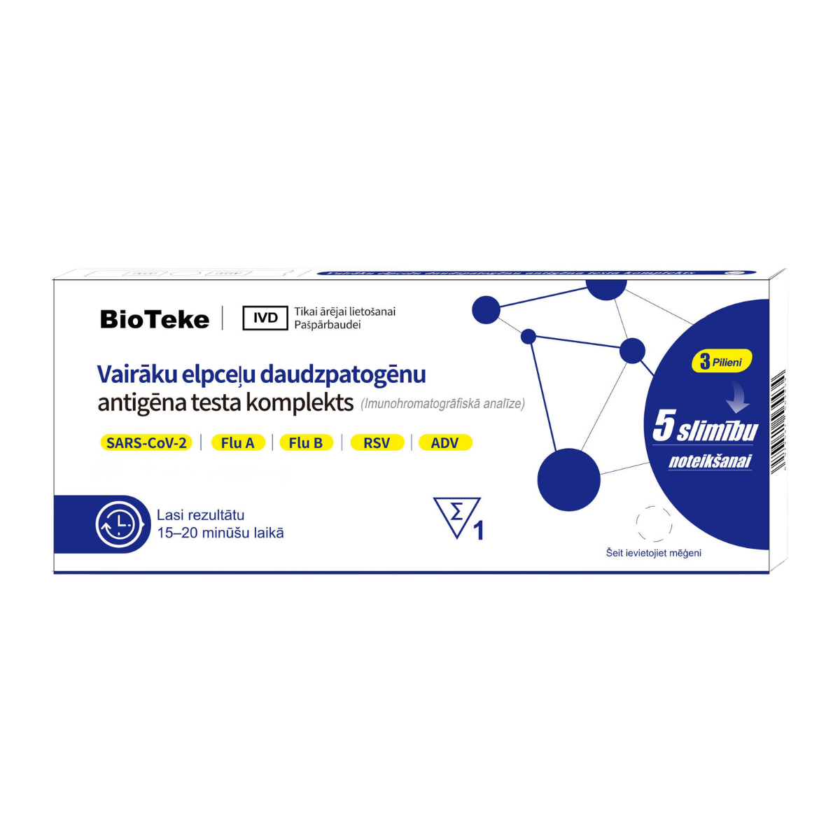 Antigēna testa iepakojums